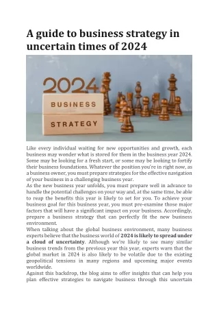A guide to business strategy in uncertain times of 2024