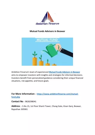 mutual funds advisors in beawar