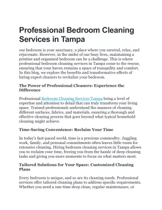 Professional Bedroom Cleaning Services in Tampa