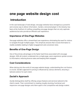 one page website design cost