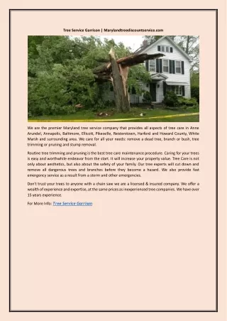 Tree Service Garrison | Marylandtreediscountservice.com