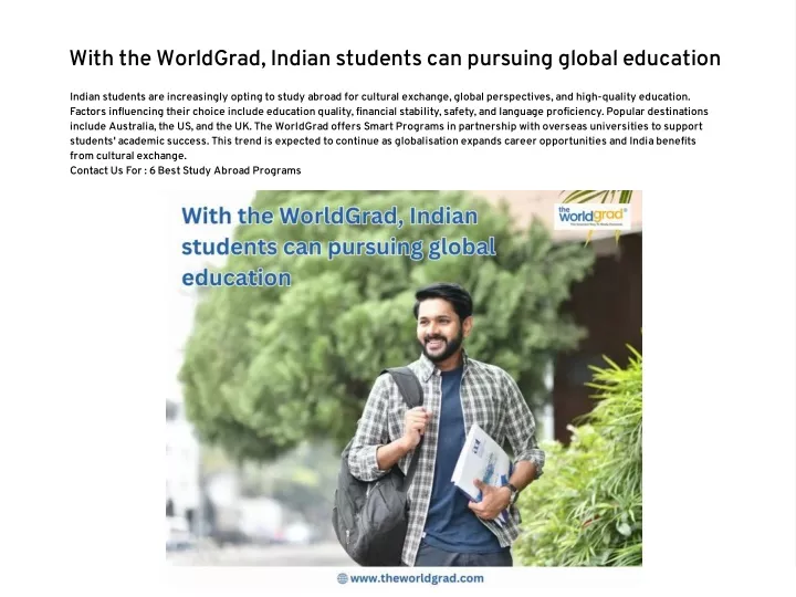 with the worldgrad indian students can pursuing