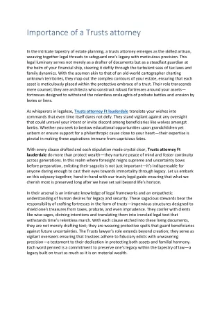 importance of a trusts attorney in the intricate