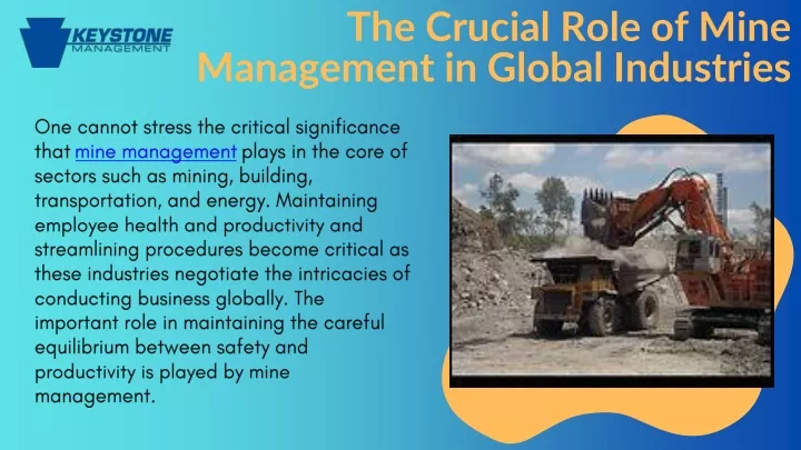 the crucial role of mine management in global