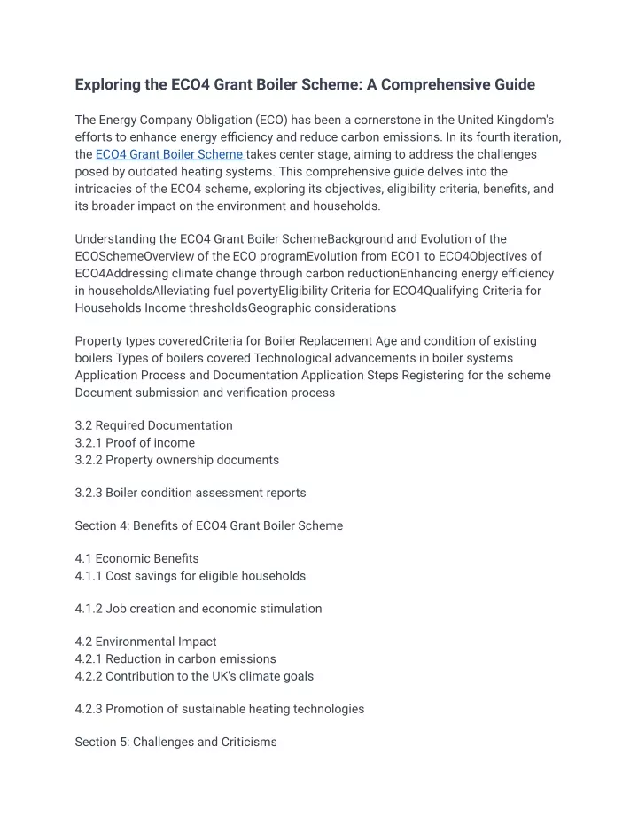 exploring the eco4 grant boiler scheme