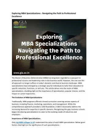 Exploring MBA Specializations - Navigating the Path to Professional Excellence