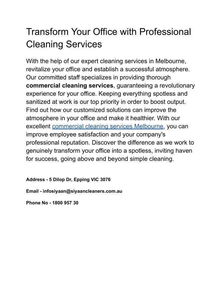 transform your office with professional cleaning