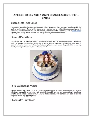 Unveiling Edible Art: A Comprehensive Guide to Photo Cakes