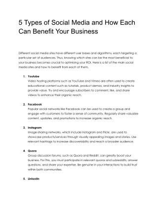 5 types of social media and how each can benefit