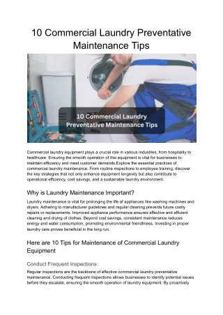 10 Commercial Laundry Preventative Maintenance Tips