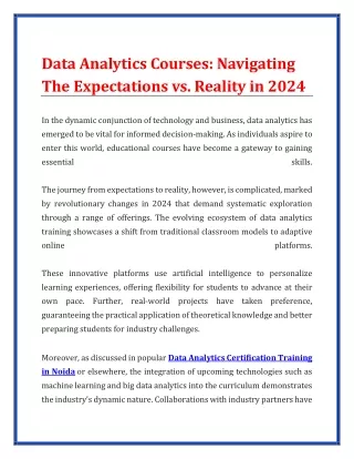 data analytics courses navigating
