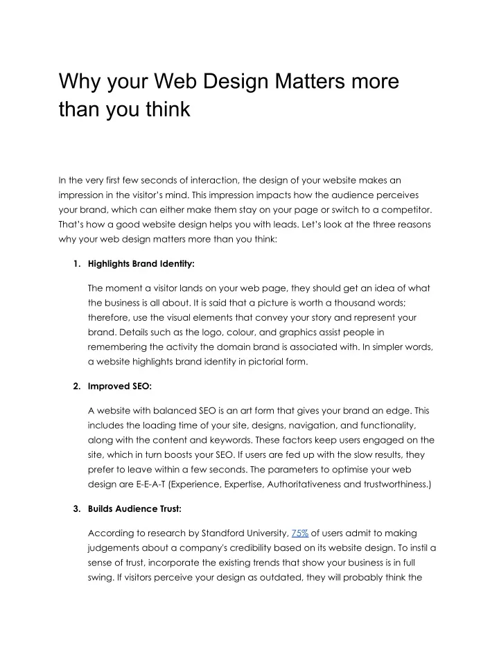 why your web design matters more than you think