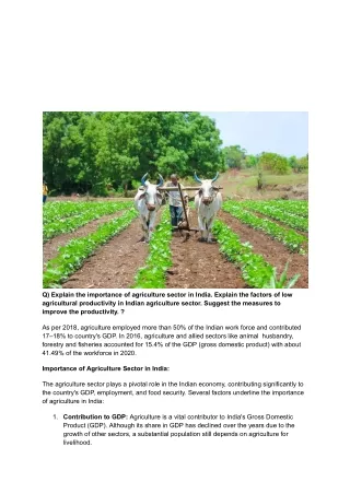 Explain the importance of agriculture sector in India.pdf