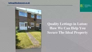 Quality Lettings in Luton How We Can Help You Secure The Ideal Property
