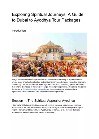 Exploring Spiritual Journeys_ A Guide to Dubai to Ayodhya Tour Packages