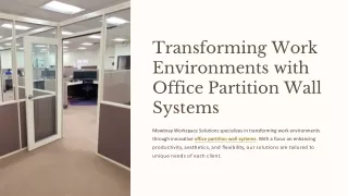 Transforming Work Environments with Office Partition Wall Systems