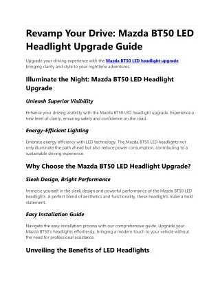 Revamp Your Drive: Mazda BT50 LED Headlight Upgrade Guide