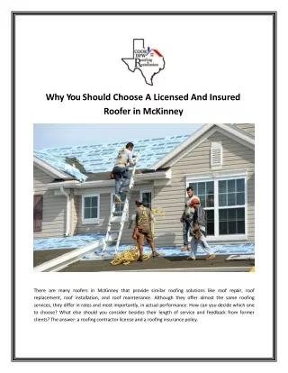 Why You Should Choose A Licensed And Insured Roofer in McKinney