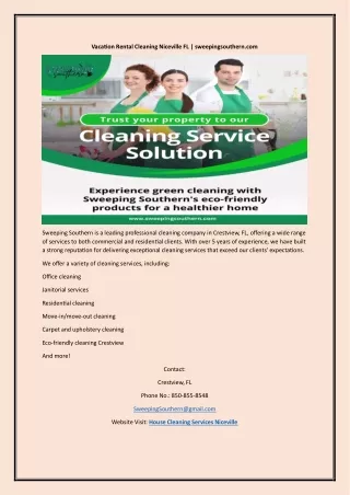 Vacation Rental Cleaning Niceville FL | sweepingsouthern.com