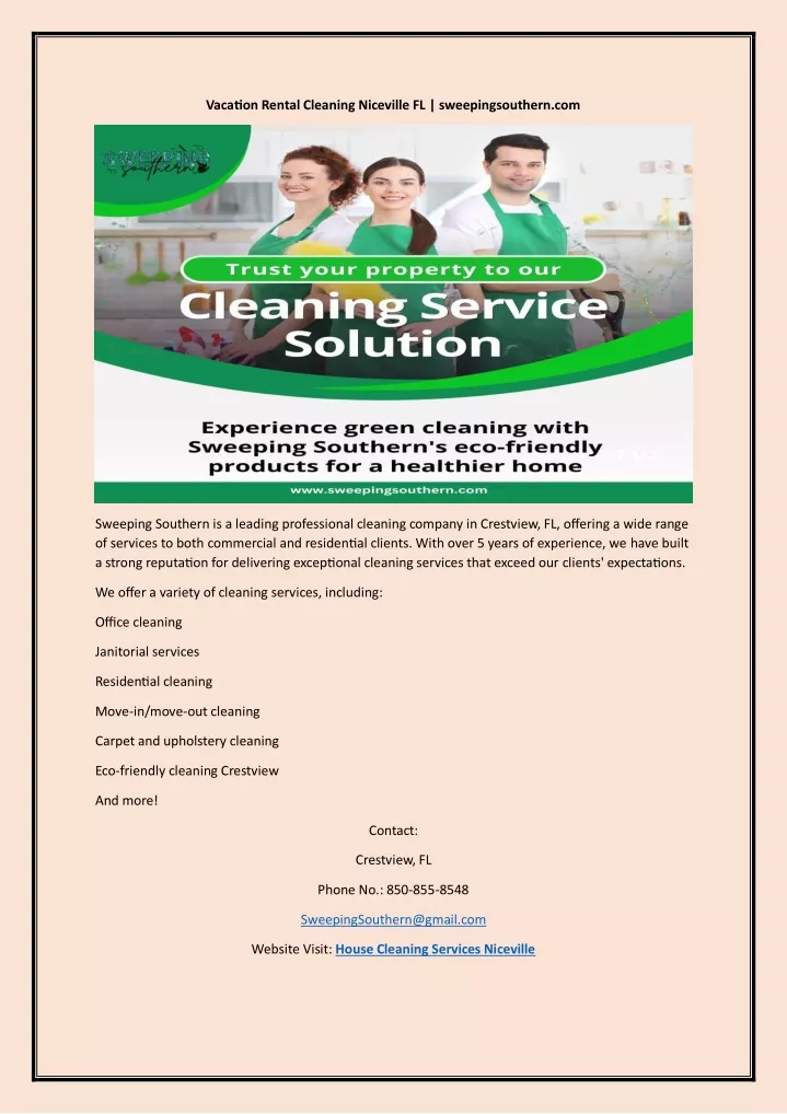 vacation rental cleaning niceville