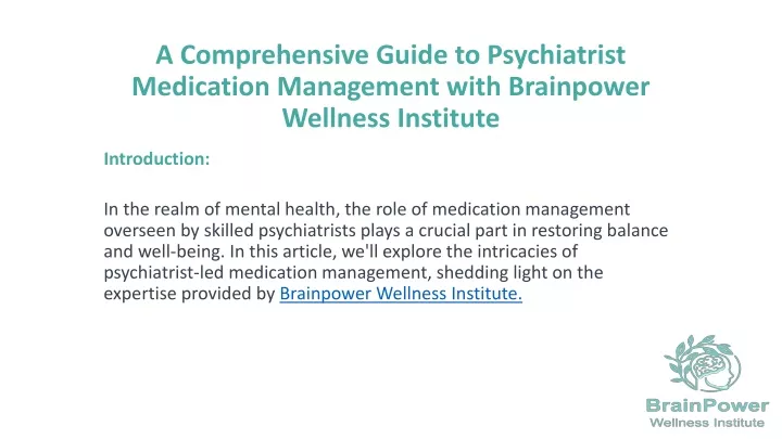 a comprehensive guide to psychiatrist medication management with brainpower wellness institute