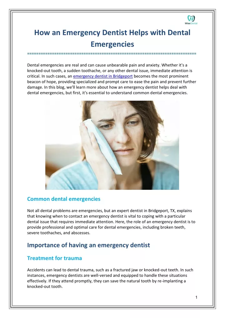 how an emergency dentist helps with dental