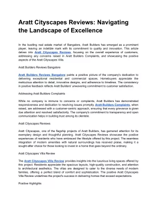 Aratt Cityscapes Reviews_ Navigating the Landscape of Excellence