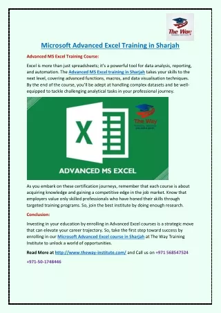 microsoft advanced excel training in sharjah