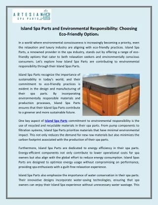 Island Spa Parts and Environmental Responsibility Choosing Eco-Friendly Options