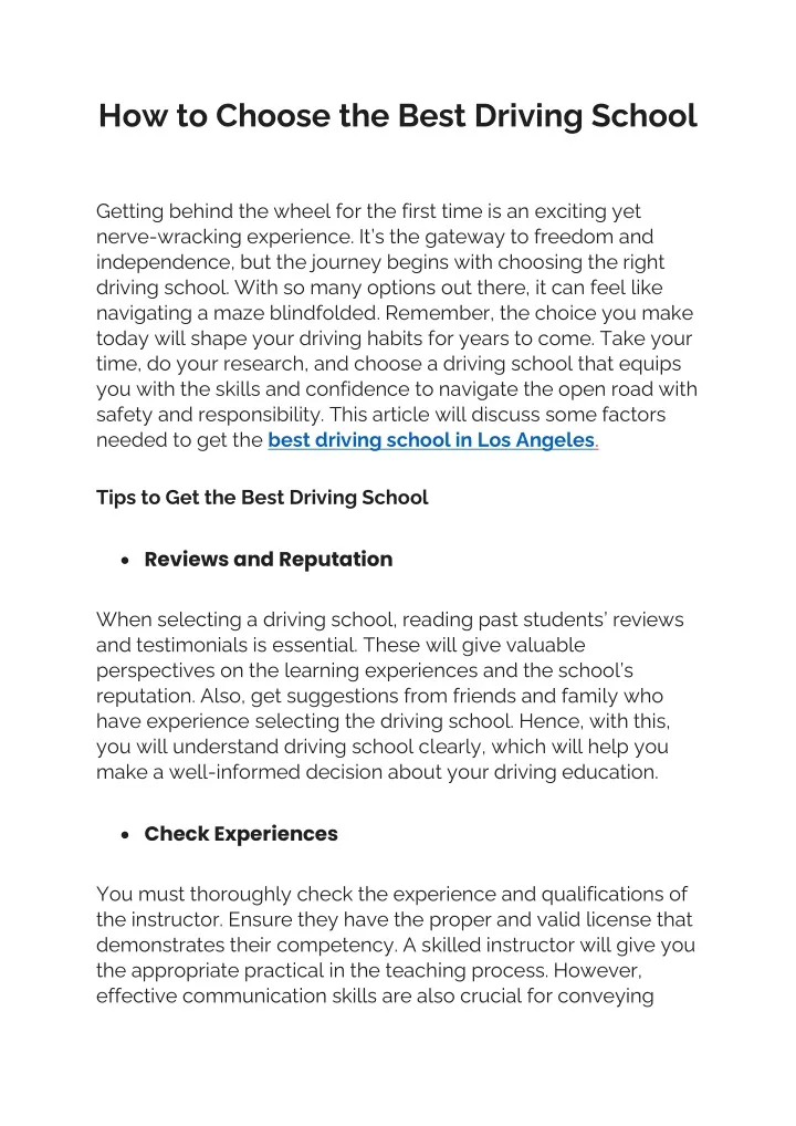 how to choose the best driving school