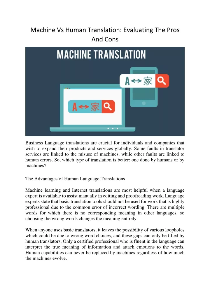 machine vs human translation evaluating the pros