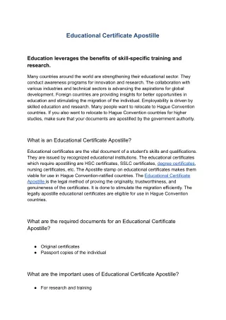 Educational Certificate Apostille