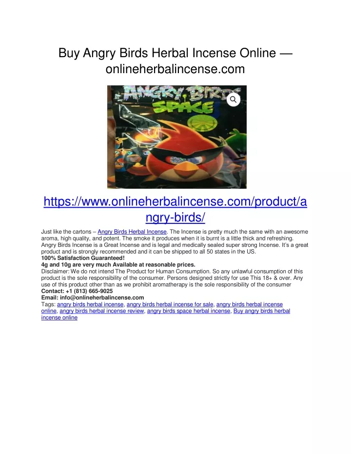 buy angry birds herbal incense online