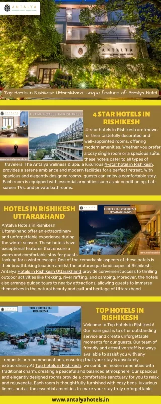Top Hotels in Rishikesh Uttarakhand – Unique feature of Antalya Hotel
