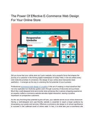 The Power Of Effective E-Commerce Web Design For Your Online Store