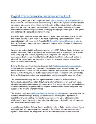 Digital Transformation Services in the USA