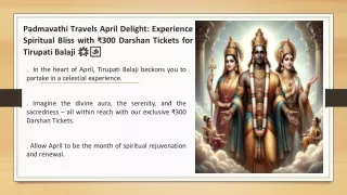 Padmavathi Travels April Best Balaji Darshan Offer