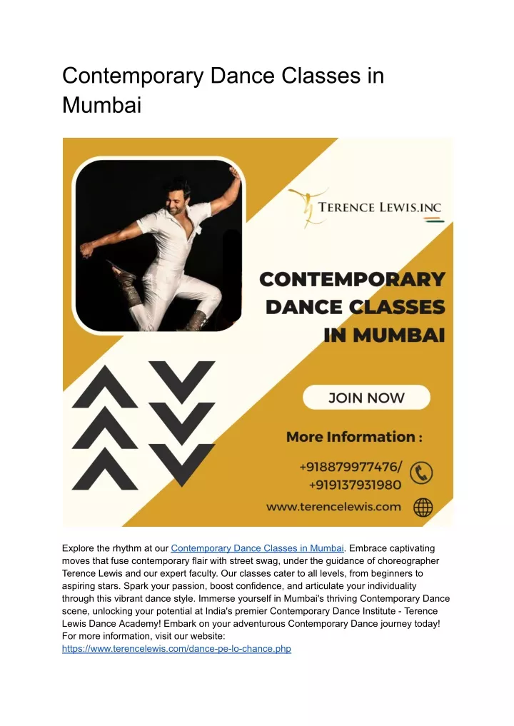 contemporary dance classes in mumbai