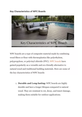 Key Characteristics of WPC Boards (1)