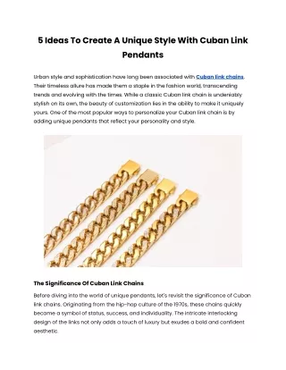 5 Ideas To Create A Unique Style With Cuban Link Pendants