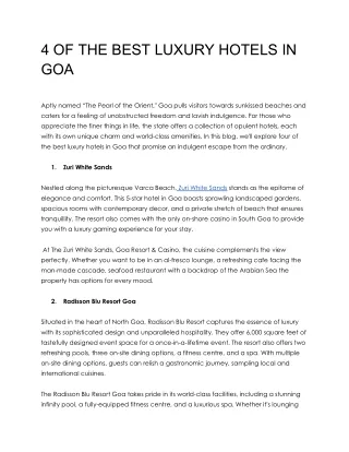 4 OF THE BEST LUXURY HOTELS IN GOA