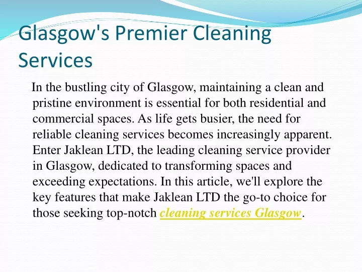 glasgow s premier cleaning services