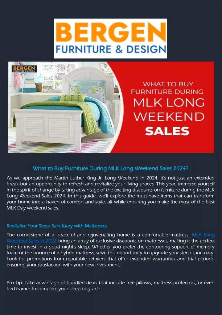 what to buy furniture during mlk long weekend