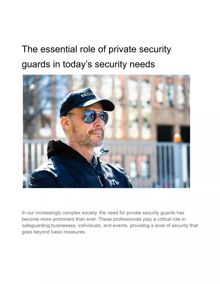 the essential role of private security guards