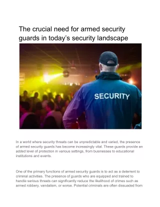 The crucial need for armed security guards in today’s security landscape