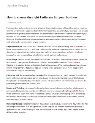 How to choose the right Uniforms for your business