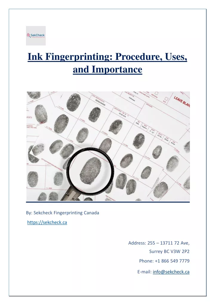 ink fingerprinting procedure uses and importance