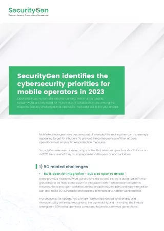 Shielding Tomorrow - SecurityGen's Pioneering Efforts in Mitigating 5G Vulnerabilities