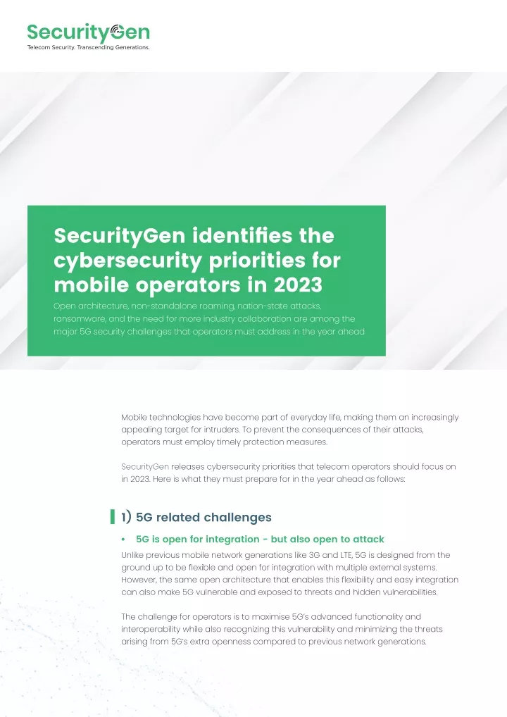 securitygen identifies the cybersecurity