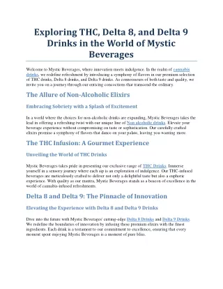 Exploring THC Delta 8 and Delta 9 Drinks in the World of Mystic Beverages
